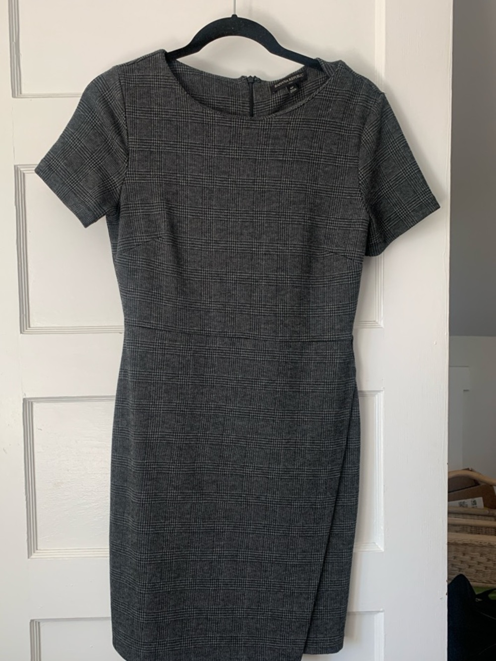 Banana Republic Charcoal Plaid Mini Sheath Dress